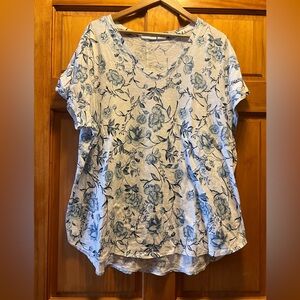 Cynthia Rowley Blue Floral Short Sleeve Top